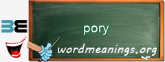 WordMeaning blackboard for pory